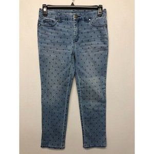 Chico's So Slimming Girlfriend Slim Leg Crop Jeans Size 0R Blue Denim B224 -8